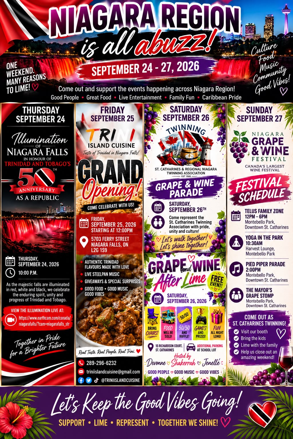 Poster outlining Grape and Wine Events with Twinning