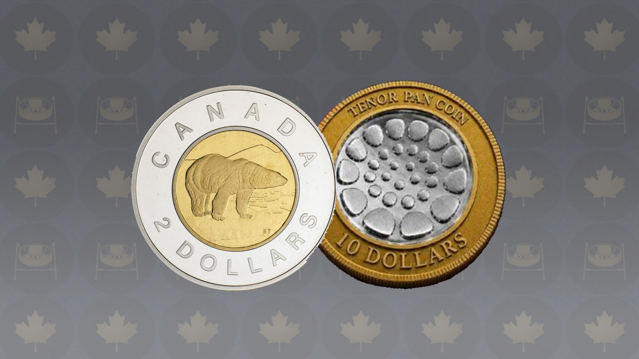 graphic of loonie coin and tenor coin overlapping